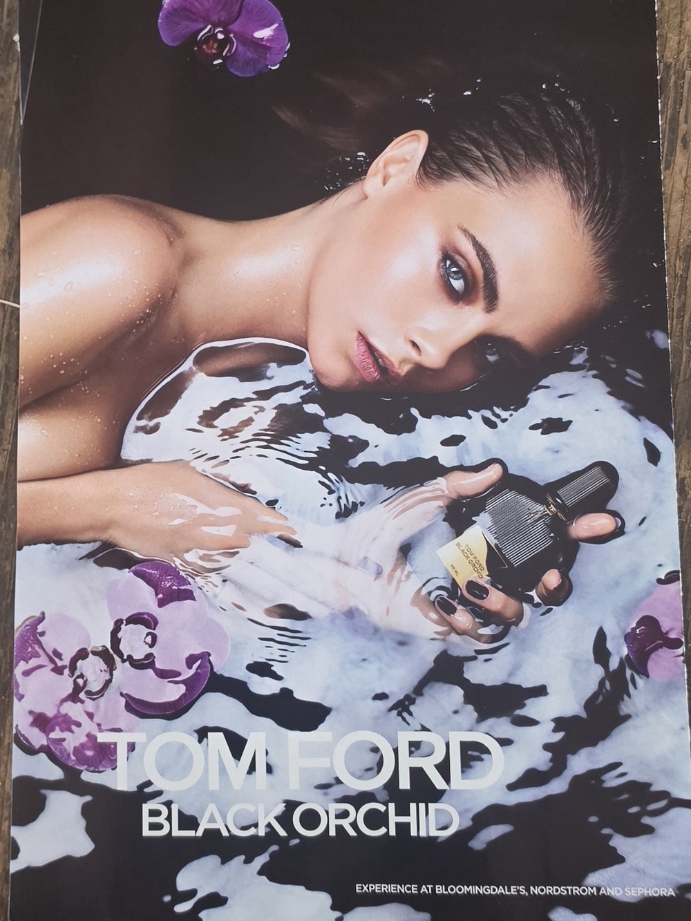Tom Ford Black Orchid fragrance ad campaign starring model Clara Delevigne